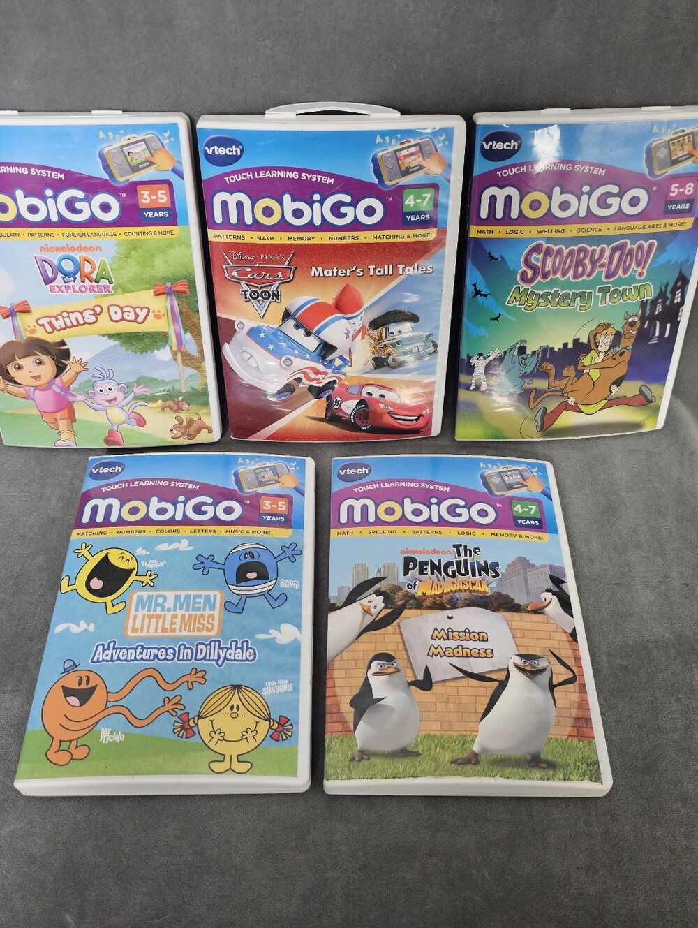 5 Vtech Mobigo Games Lot Cars Scooby Doo Dora B3-2
